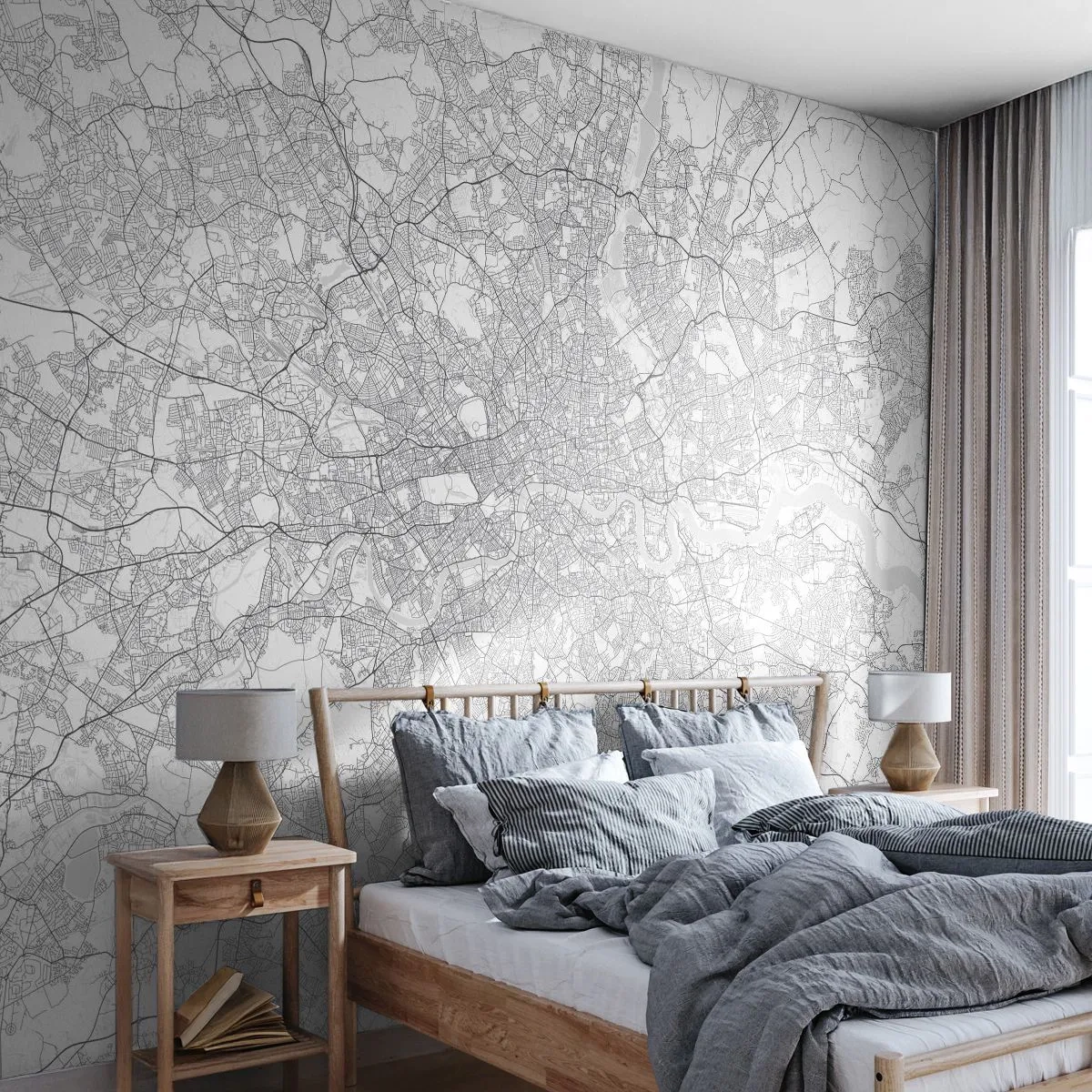Fototapet Premium Sand - Karta över London-labyrinten - Stad, Stadskarta, London - 500x350 cm