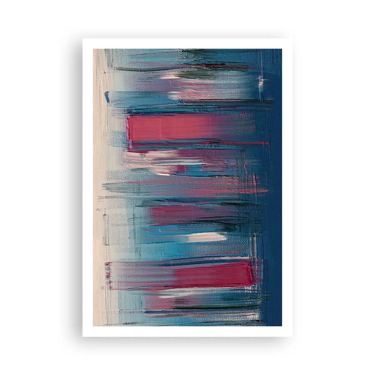 Affisch - Vertikal komposition i blått och rött - 70x100 cm