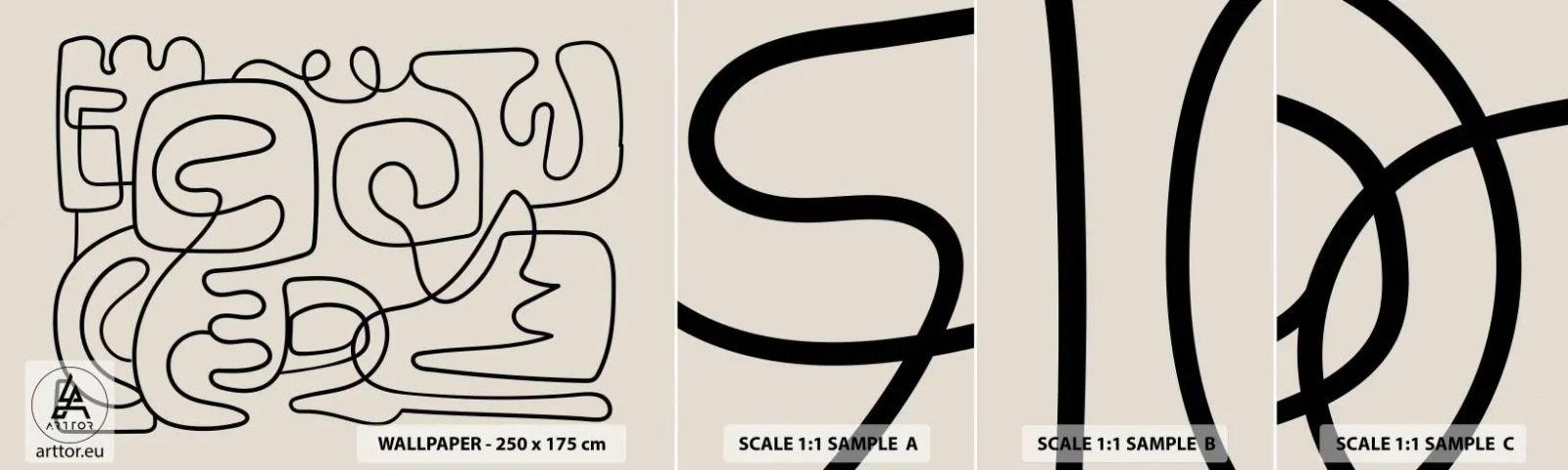 Provbit av självhäftande fototapet Deluxe Sticker - Följ spåret - Abstraktion, Bit, Linjekonst - 100x30 cm