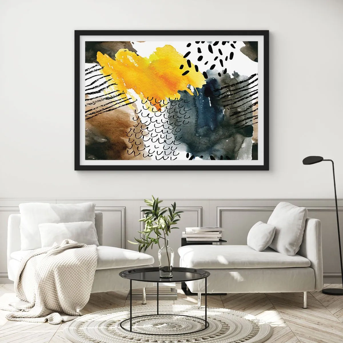 Affisch i svart ram - Elementens möte - 50x40 cm