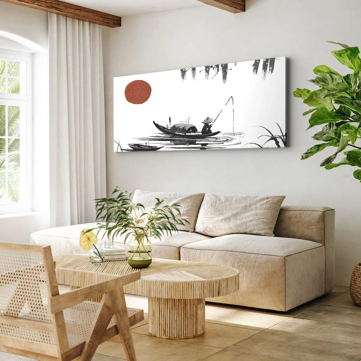 Canvastavla - Bild på duk - Asiatisk eftermiddag - 120x50 cm