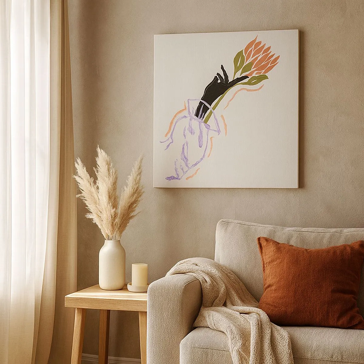 Canvastavla - Bild på duk - En systerlig beröring - 30x30 cm