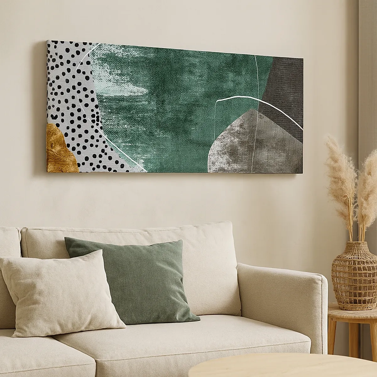 Canvastavla - Bild på duk - Färgstark abstraktion med en guldflinga - 30x30 cm