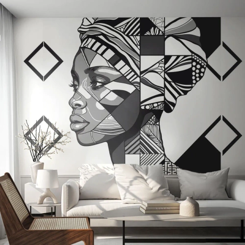 Fototapet Premium Canvas - Etniskt porträtt - Porträtt, afroamerikan, Turban - 350x256 cm