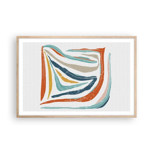 Affisch i ram av ljusek - Vänligt leende abstraktion - 91x61 cm