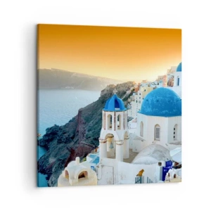 Canvastavla - Bild på duk - Santorini - inbäddat i berg - 50x50 cm