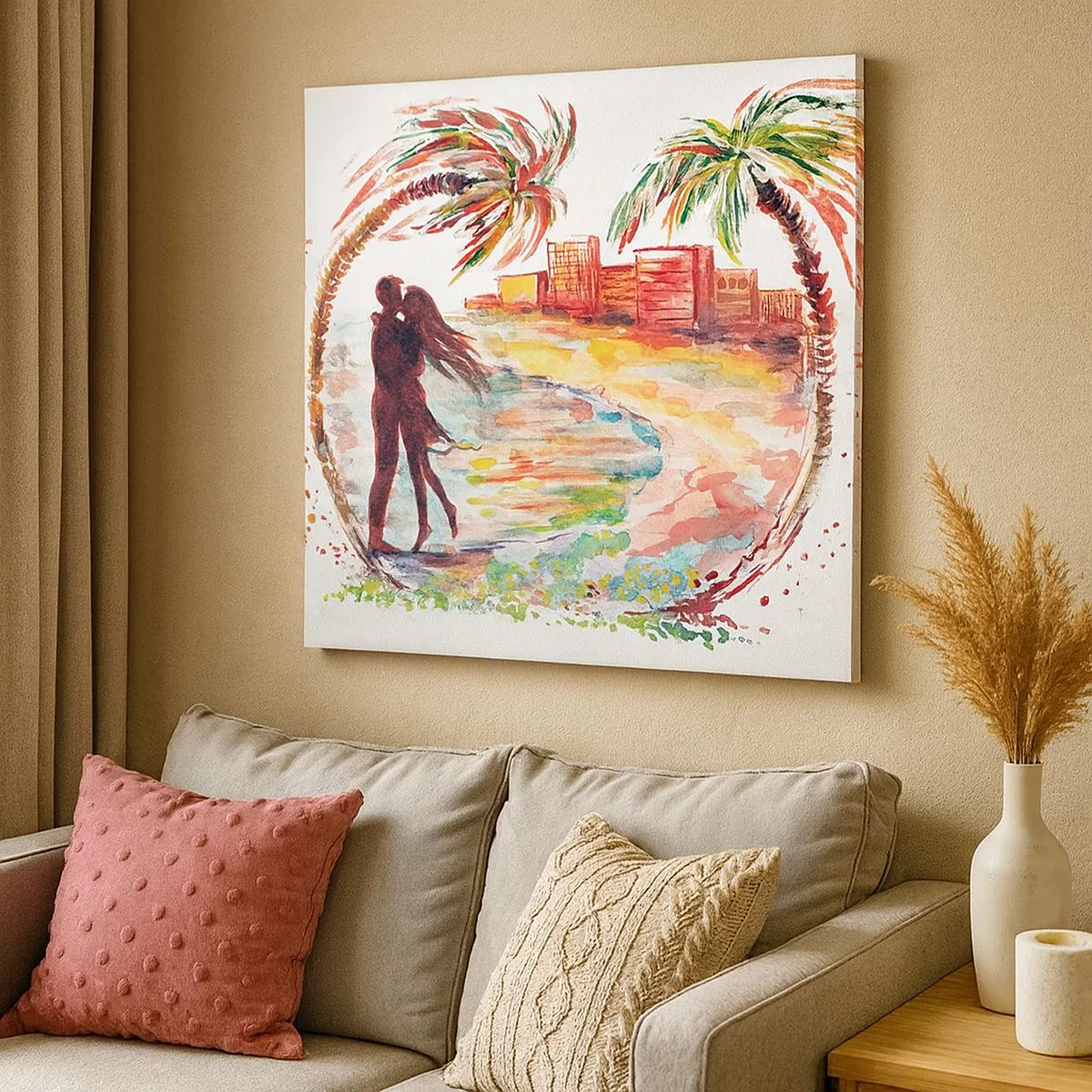 Canvastavla - Bild på duk - Romantisk sommarsemester - 30x30 cm