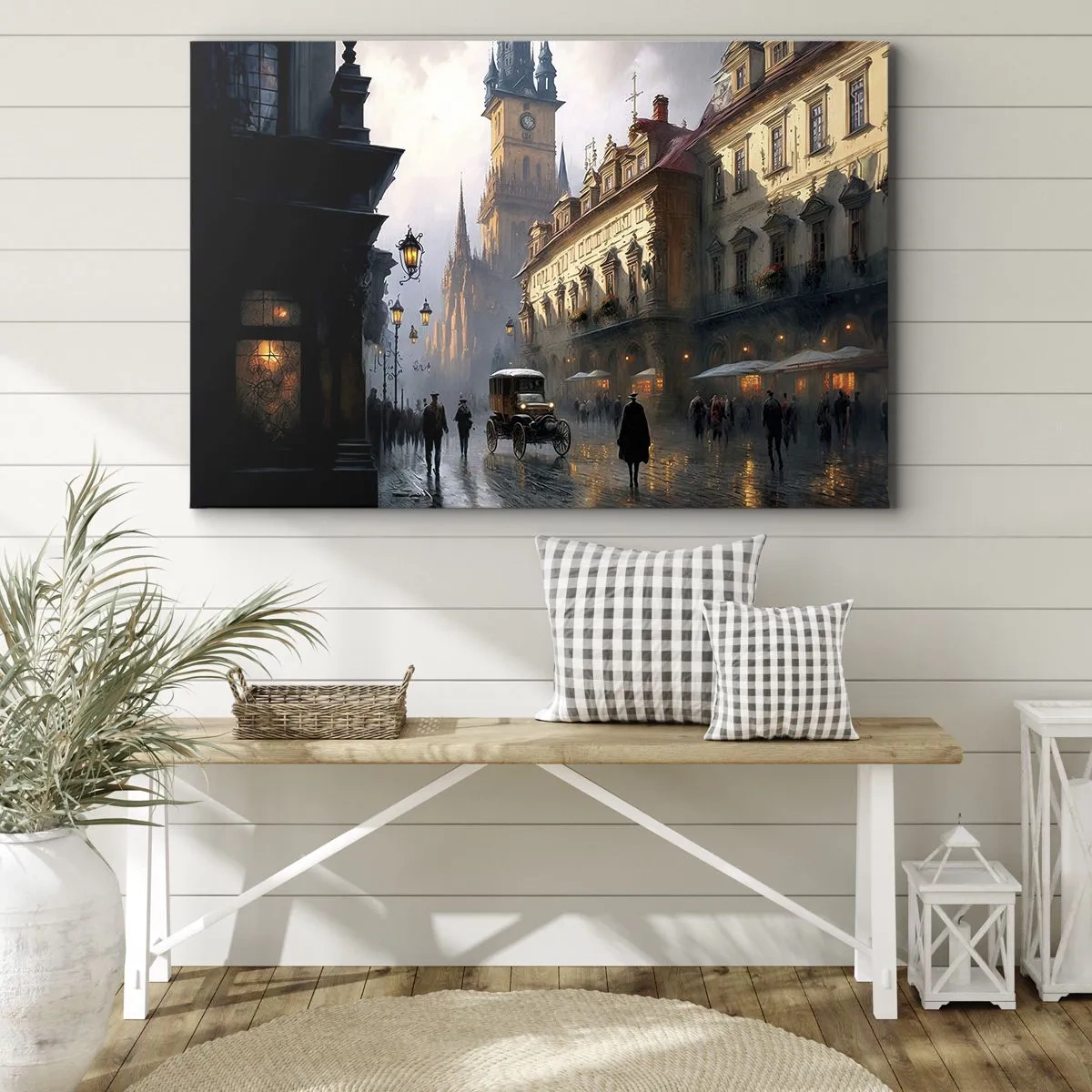 Canvastavla - Bild på duk - Magin under en kväll i Prag - 70x50 cm