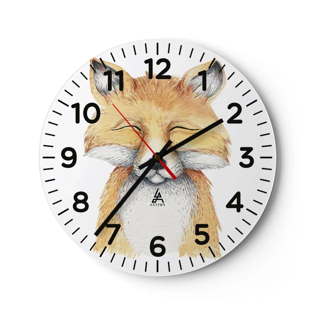 Väggklocka - Klocka på glas - Rävens humör - 40x40 cm