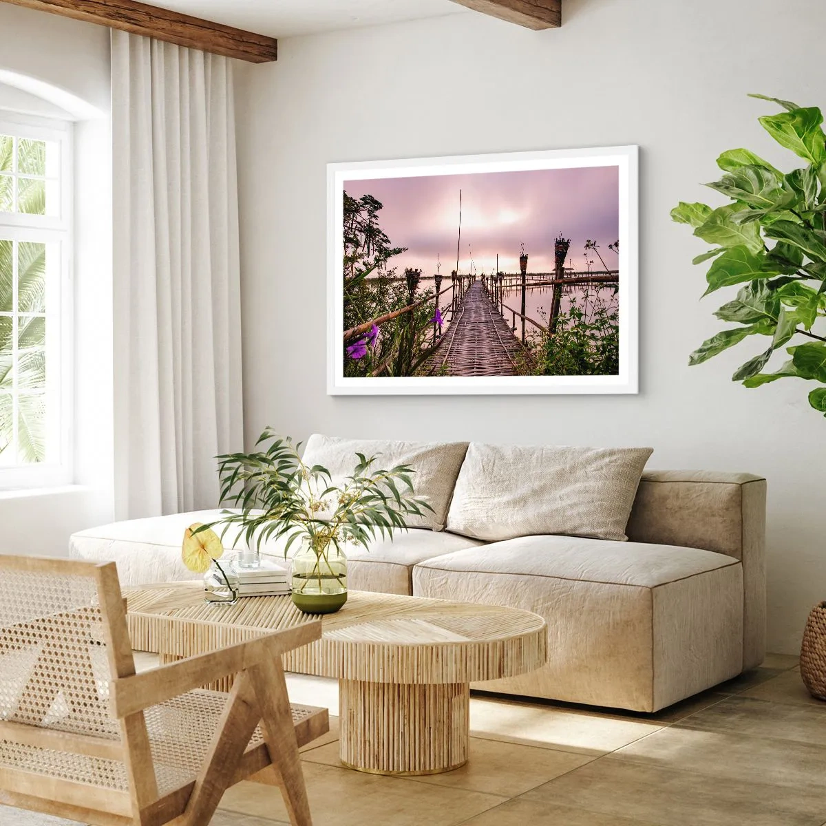 Affisch i vit ram - Asiens lugn och tystnad - 70x50 cm