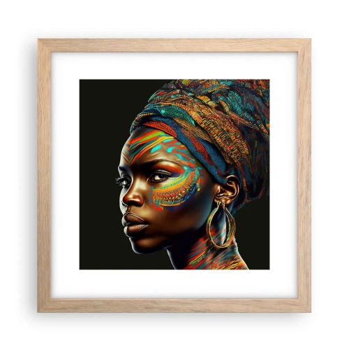 Affisch i ram av ljusek - Afrikansk drottning - 30x30 cm