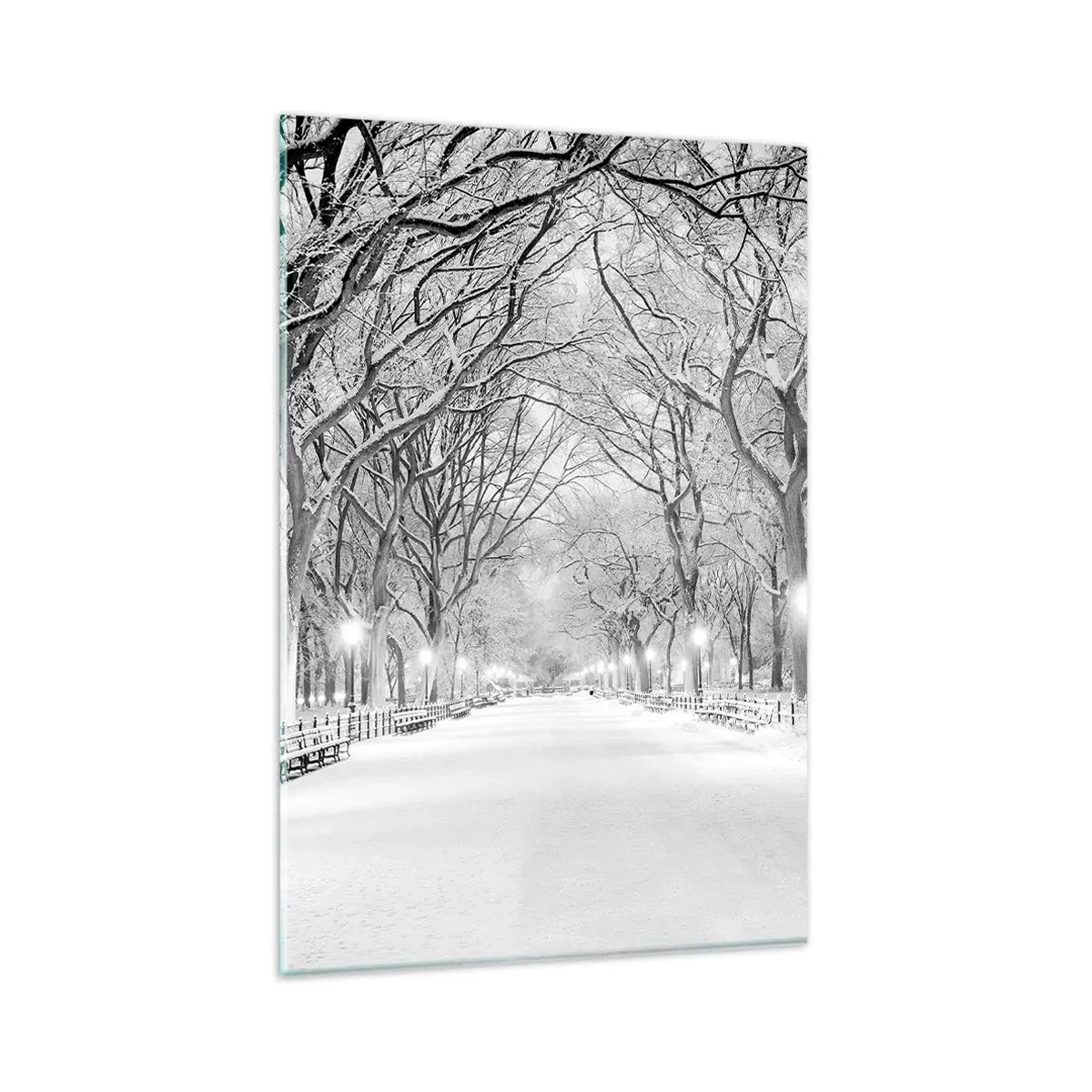 Glastavla - Bild på glas - De fyra årstiderna - vinter - 80x120 cm