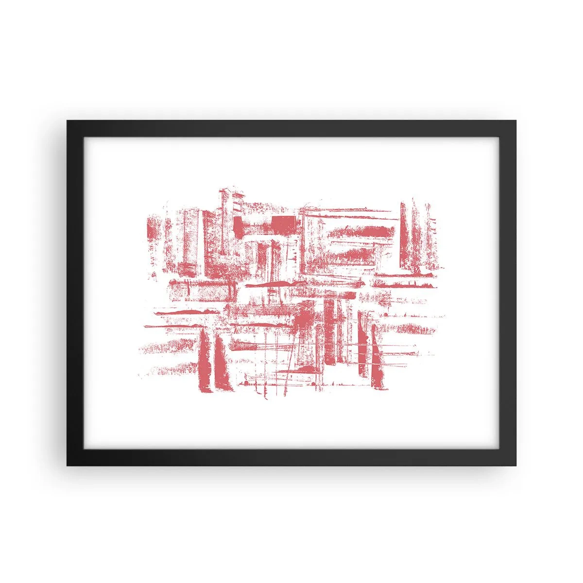 Affisch i svart ram - Röd stad - 40x30 cm