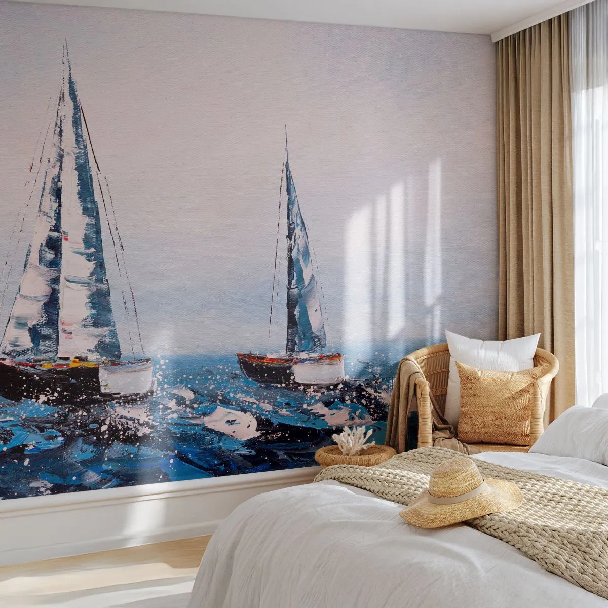 Fototapet Premium Canvas - Vindens broderskap - Segelbåtar, Landskap, Seaside - 150x105 cm