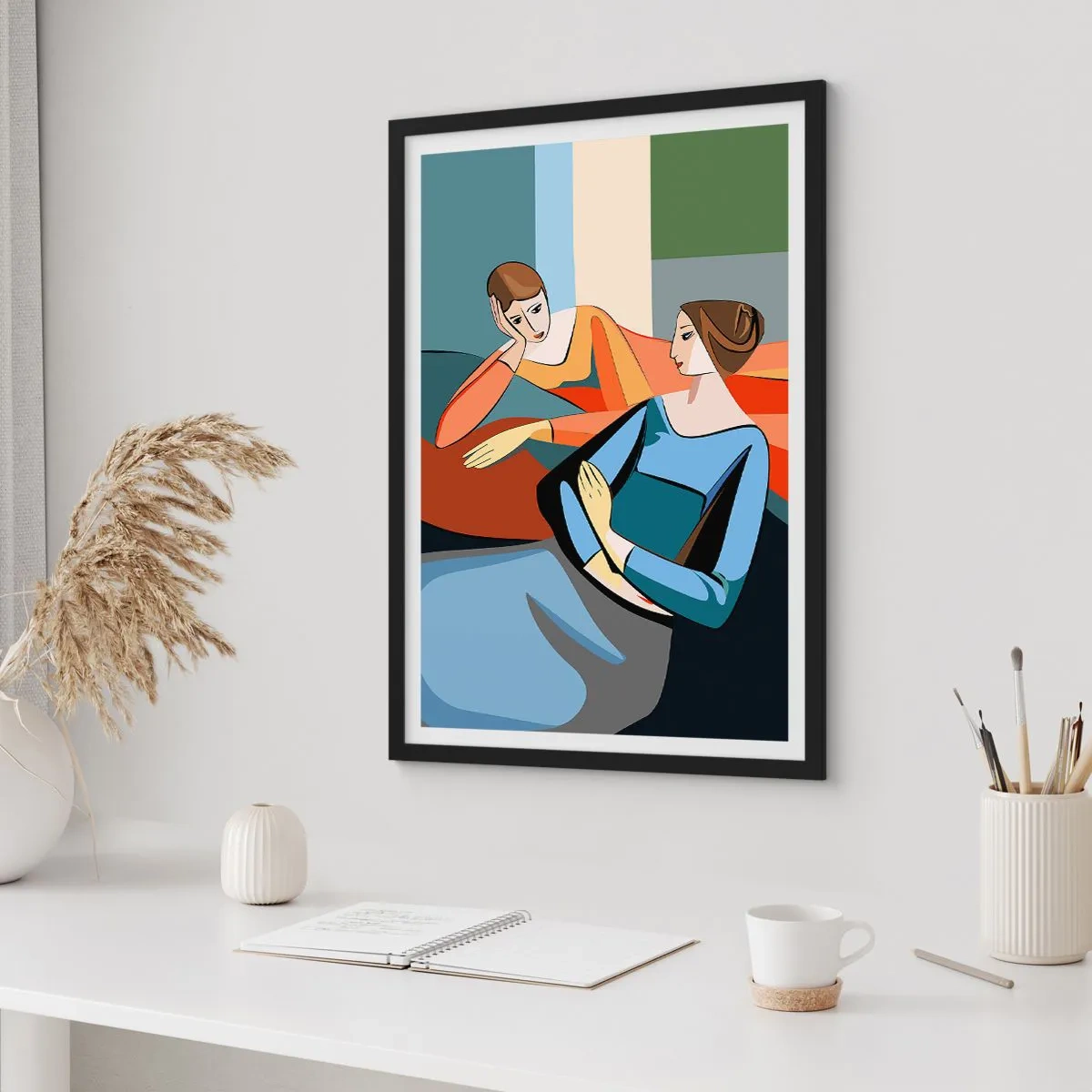 Affisch i svart ram - Ett ögonblick av förtrolighet - 40x50 cm