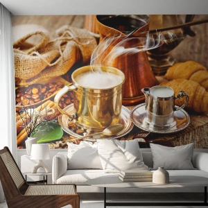 Fototapet Premium Sand - Ha en trevlig dag! - Kaffe, Gastronomi, Kök - 500x350 cm