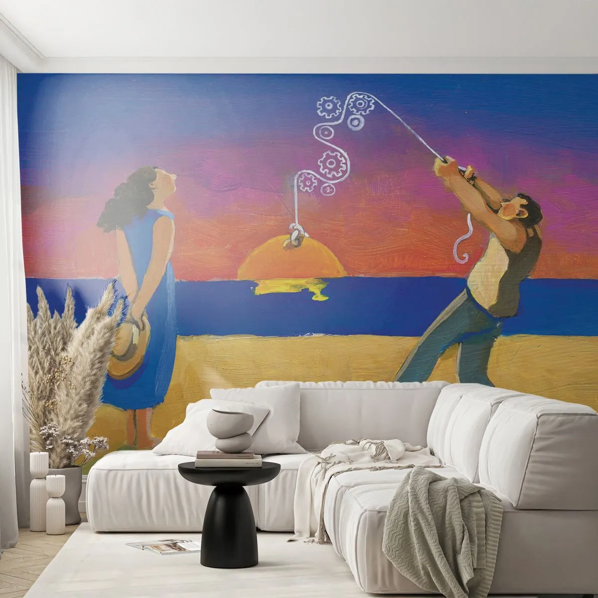 Självhäftande Fototapet Deluxe Sticker - Mer än en stjärna från himlen - Abstraktion, Kvinna och man, Målning - 250x175 cm