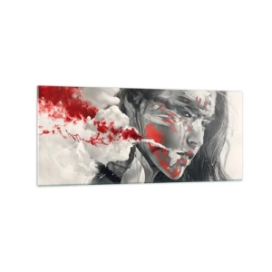 Glastavla - Bild på glas - Röd-vit absurdhet - 120x50 cm