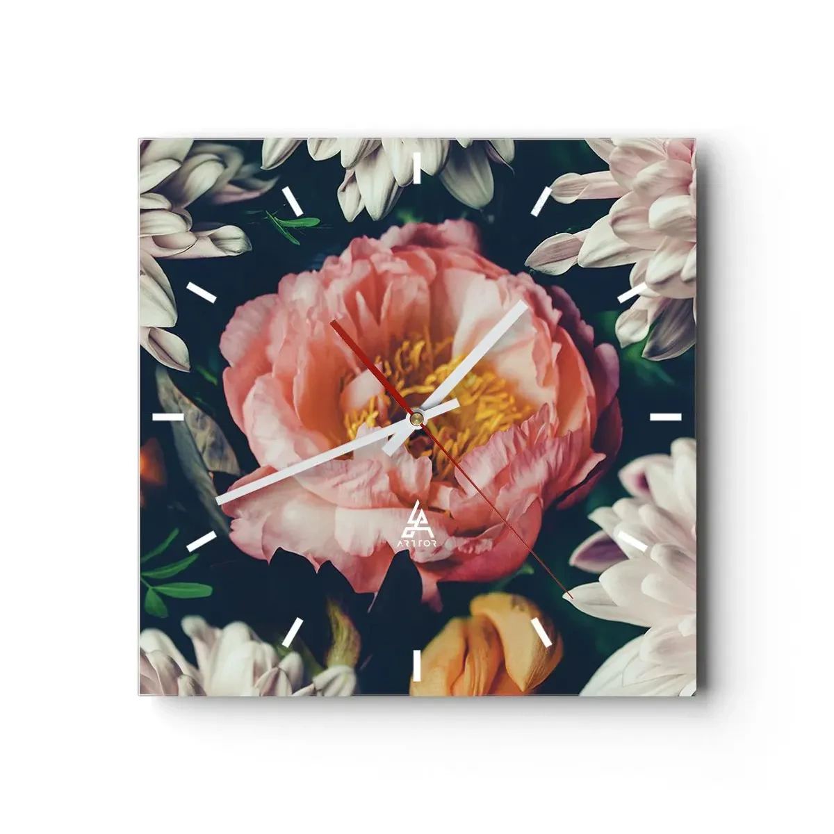 Väggklocka - Klocka på glas - Med barockprakt - 40x40 cm