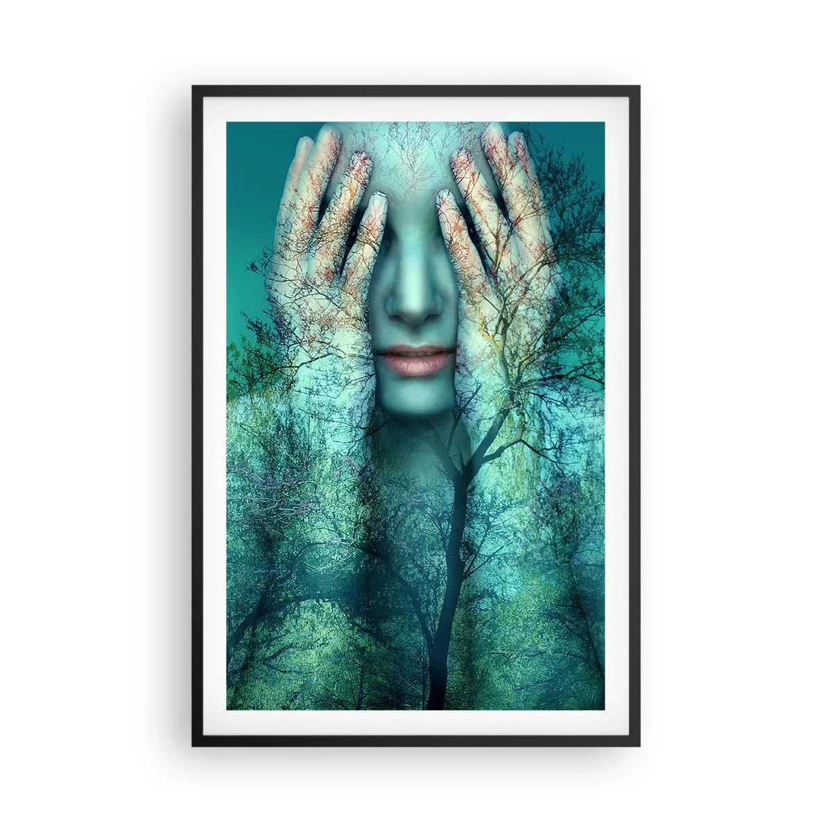 Affisch i svart ram - Doppad i blått - 61x91 cm