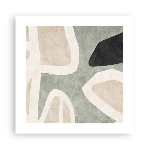 Affisch - Komposition med svart motiv - 40x40 cm