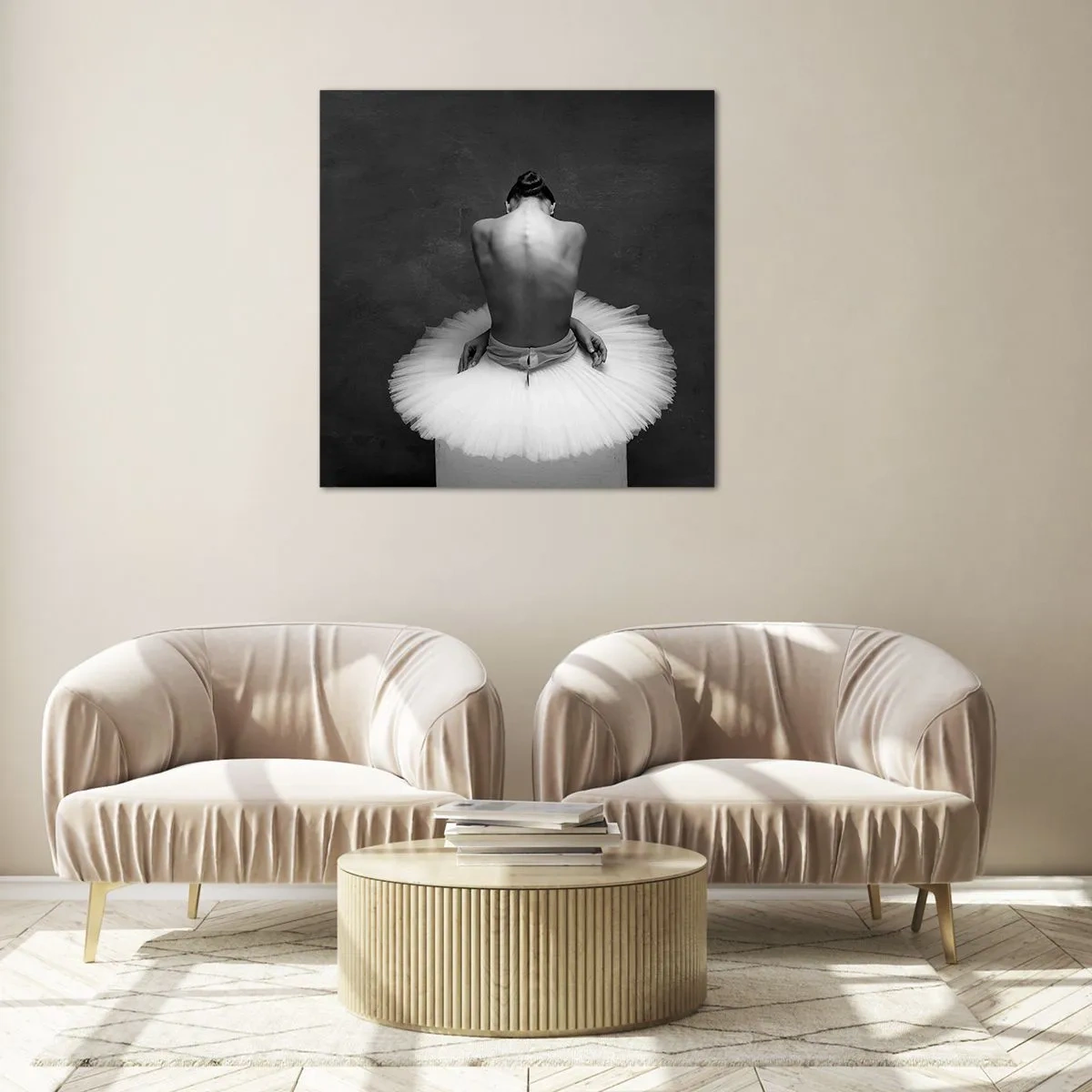 Glastavla - Bild på glas - Hon blommar ut - 70x70 cm