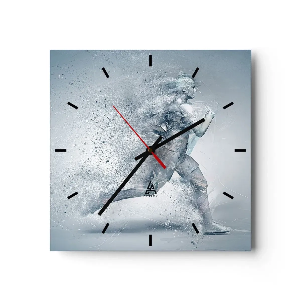 Väggklocka - Klocka på glas - Kristallren energi - 40x40 cm