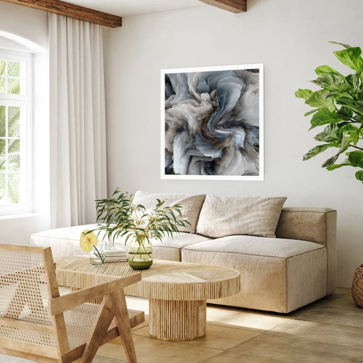 Affisch - Sten och blomma - 50x50 cm