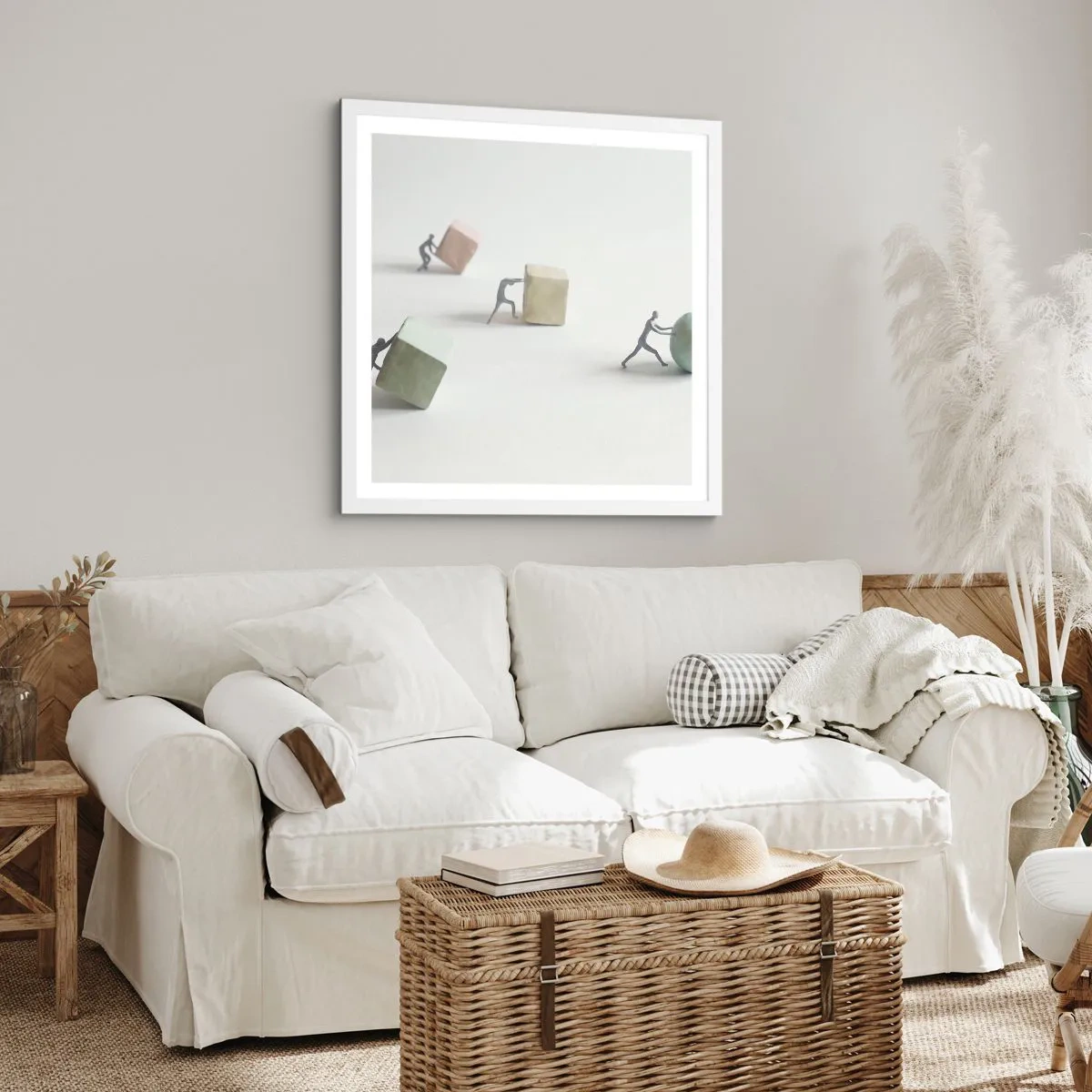 Affisch i vit ram - Livet leker - 60x60 cm