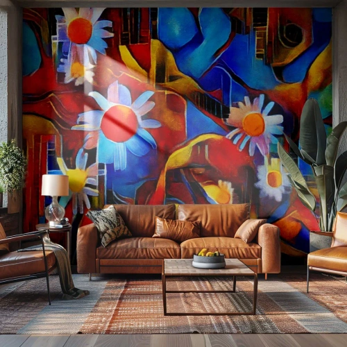 Fototapet Premium Sand - Livets färger - Abstraktion, Kubism, Bit - 250x175 cm