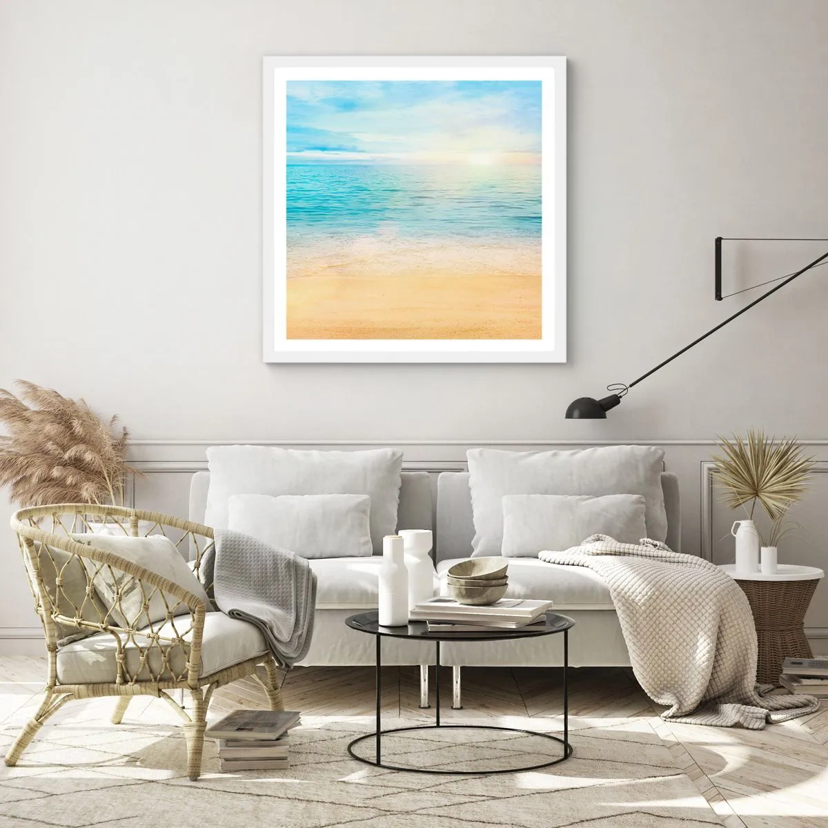 Affisch i vit ram - Det stora blåa - 60x60 cm