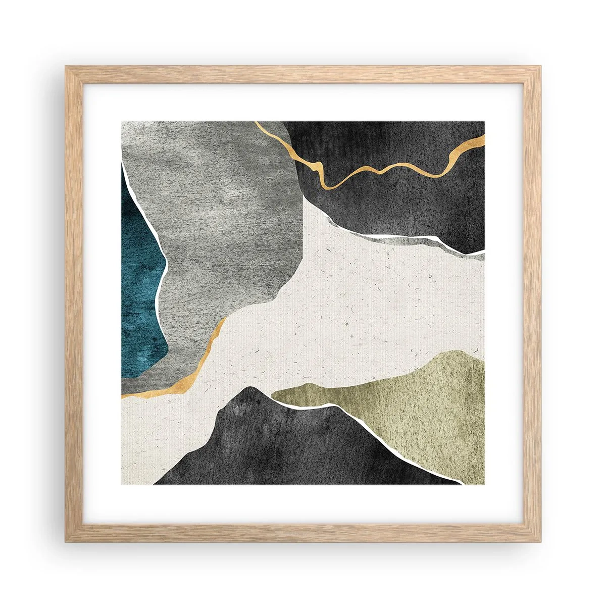 Affisch i ram av ljusek - Mosaikkomposition med en guldtråd - 40x40 cm