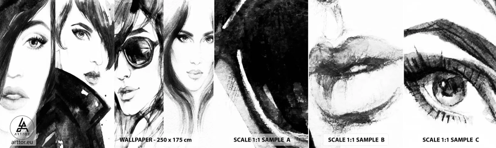 Fototapet Prov Standard Eco - Mångfaldigad skönhet - Kvinna, Kvinnans ögon, Porträtt av en kvinna - 100x30 cm