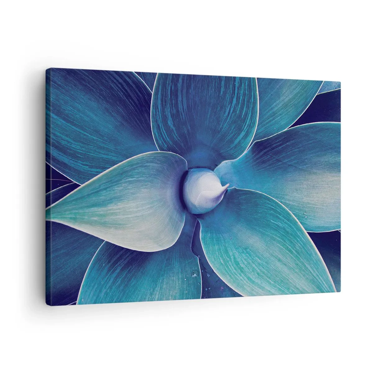 Canvastavla - Bild på duk - Närbild av en abstrakt blomma i nyanser av blått - 70x50cm - Blått från himlen - Modern väggdekoration för vardagsrum och sovrum ARTTOR