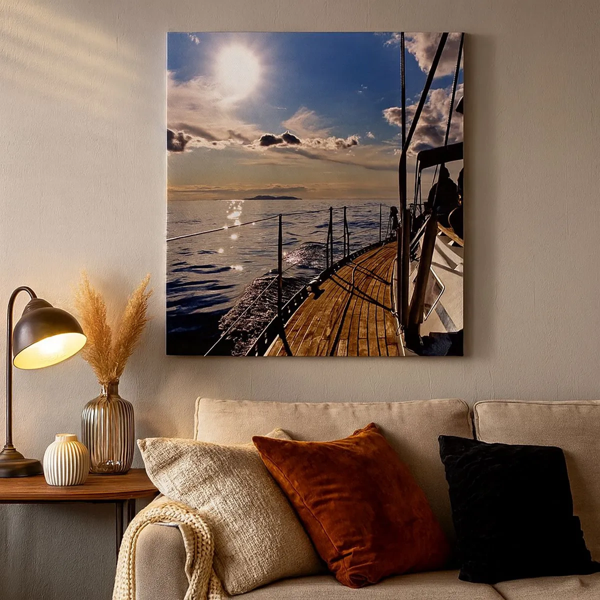 Canvastavla - Bild på duk - Under seglen mot solen - 30x30 cm