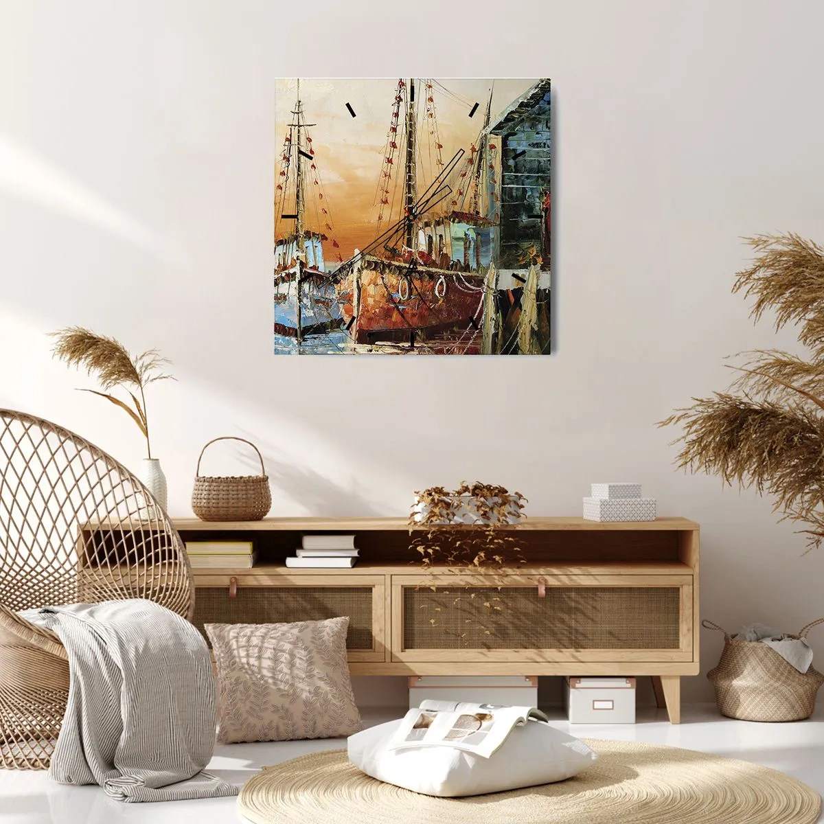 Väggklocka - Klocka på glas - Lugn hemresa - 40x40 cm