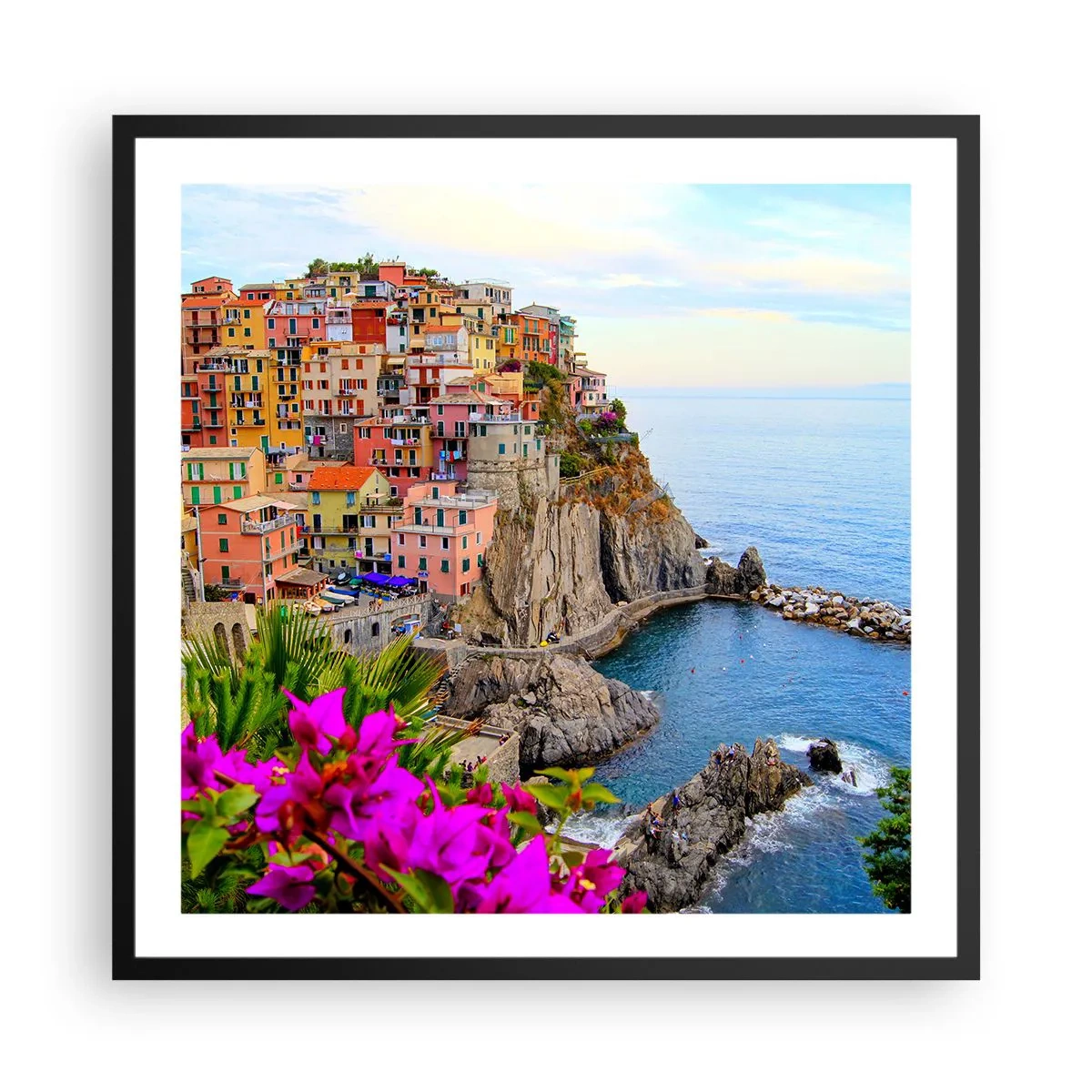 Affisch i svart ram - Skrattande stad - 60x60 cm