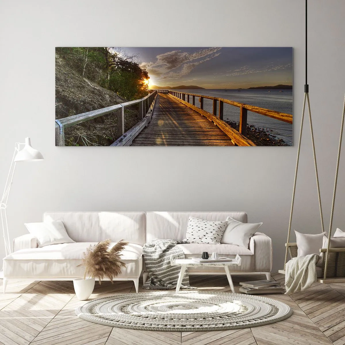 Glastavla - Bild på glas - Gå, fortsätt gå mot solen - 140x50 cm