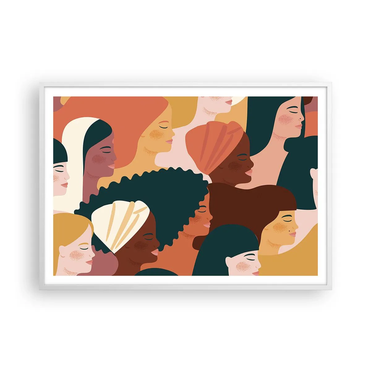 Affisch i vit ram - Endast kvinnlighet - 100x70 cm