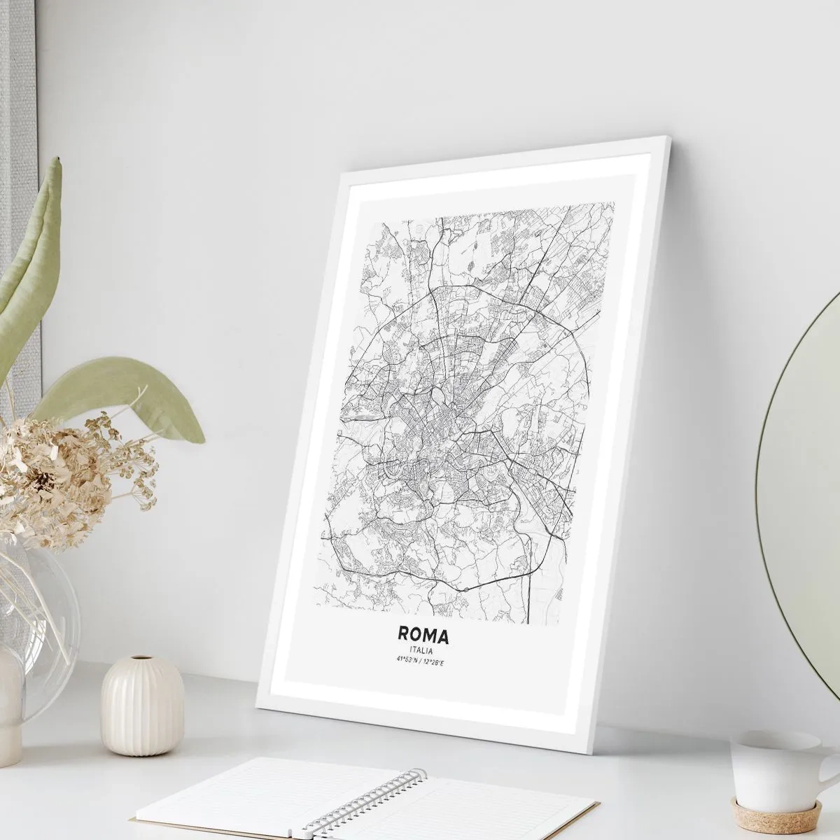 Affisch i vit ram - Romersk ring - 61x91 cm