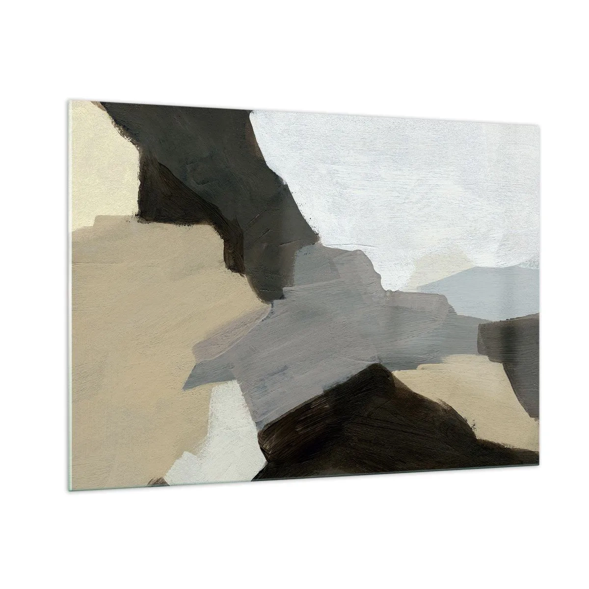Glastavla - Bild på glas - Abstraktion: avgrening av det gråa - 100x70 cm