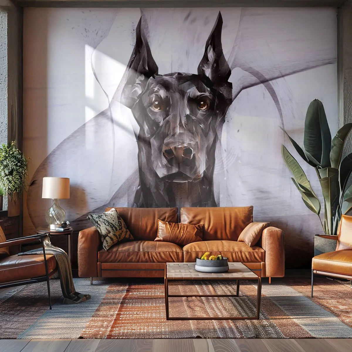 Fototapet Standard Eco - Rasren - Abstraktion, Doberman, Hund - 450x315 cm