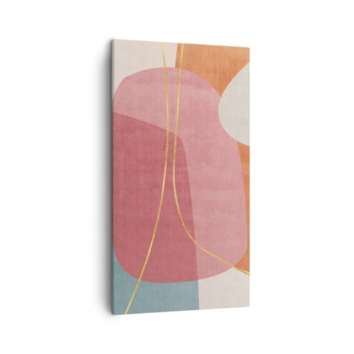 Canvastavla - Bild på duk - Pastellkomposition med guldtråd - 45x80 cm