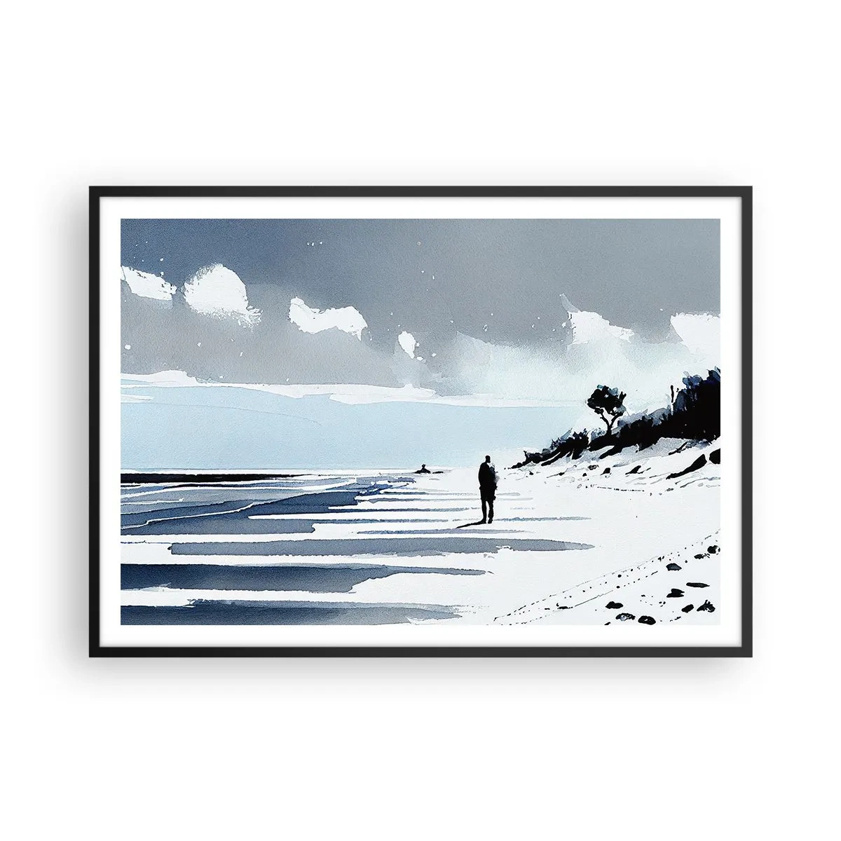 Affisch i svart ram - Ensam - 100x70 cm