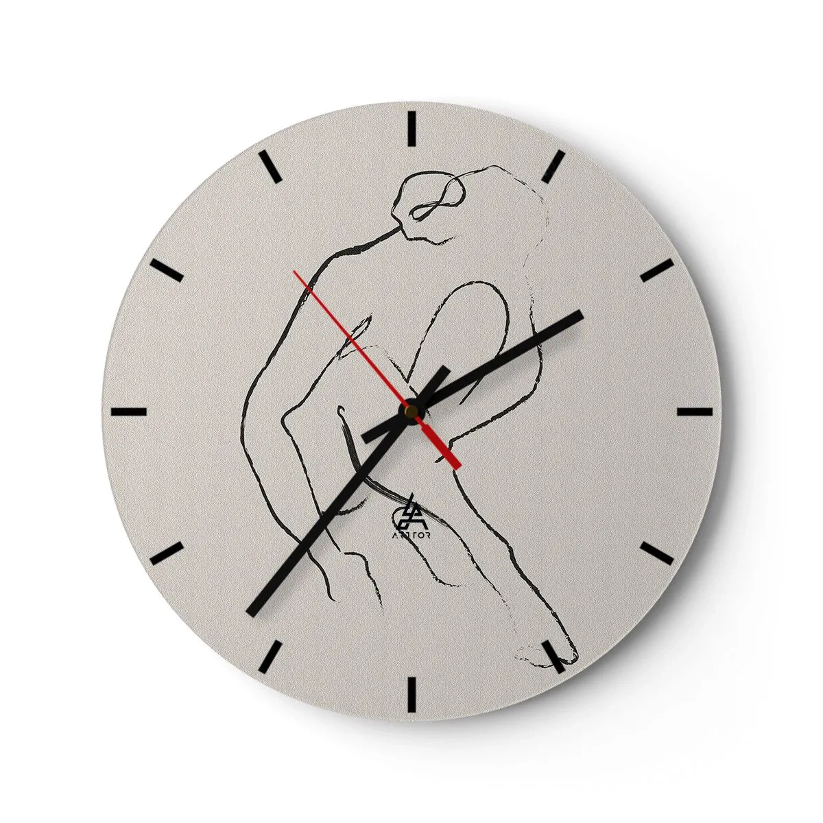 Väggklocka - Klocka på glas - En delikat skiss av en kvinnlig silhuett mot en ljus bakgrund - 30x30cm - Intim skiss - Modern väggdekoration för vardagsrum, kök och sovrum ARTTOR