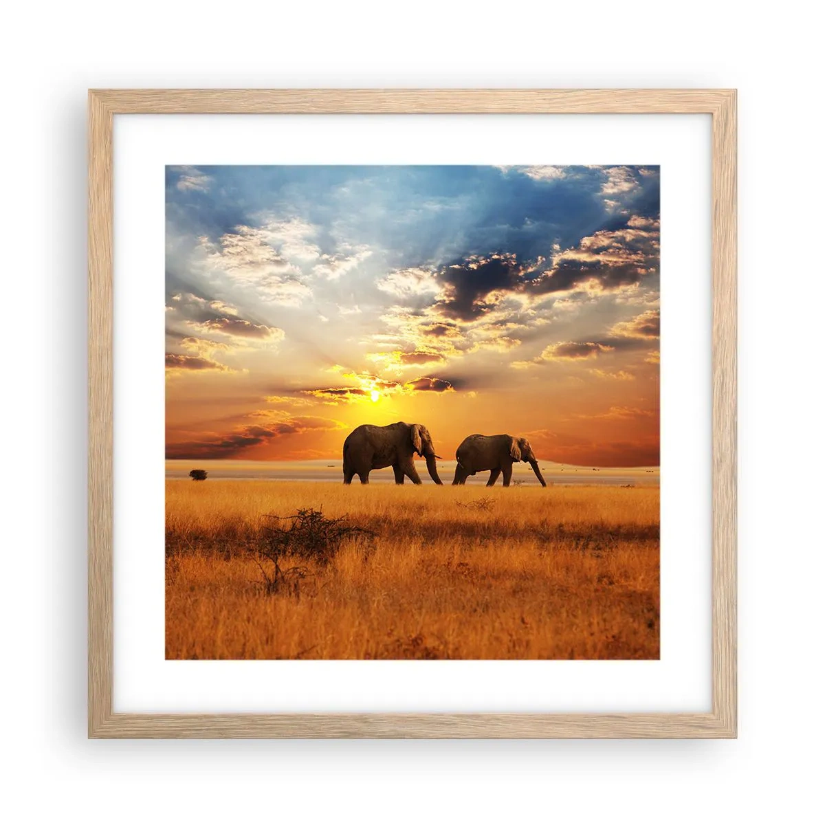 Affisch i ram av ljusek - Familjepromenad - 40x40 cm