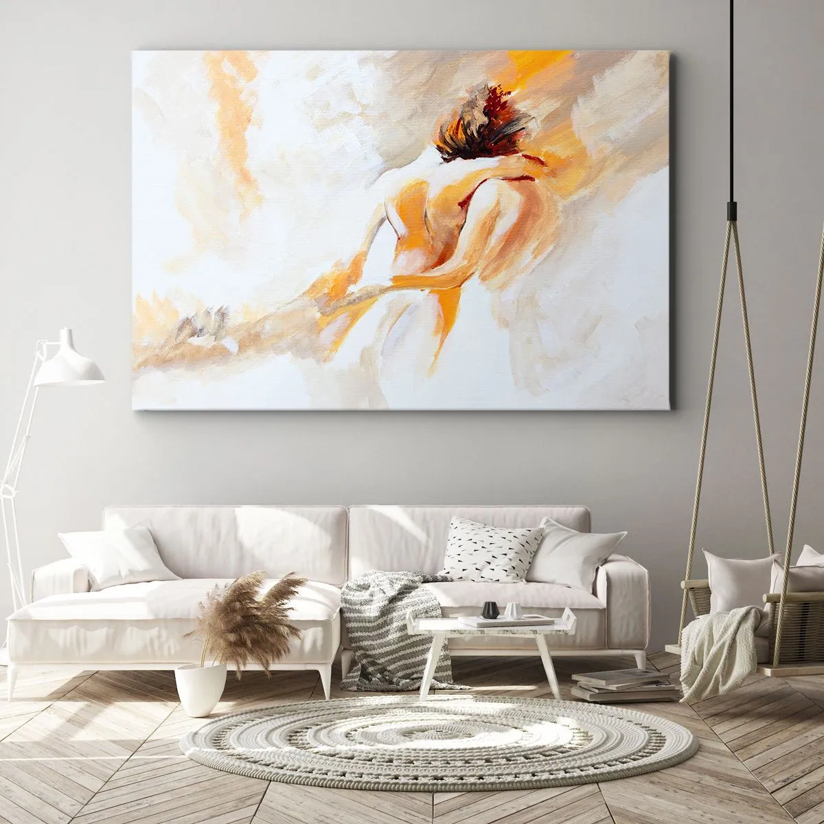 Canvastavla - Bild på duk - Abstrakt scen av en romantisk omfamning - 70x50cm - I närhetens himmel - Modern väggdekoration för vardagsrum och sovrum ARTTOR