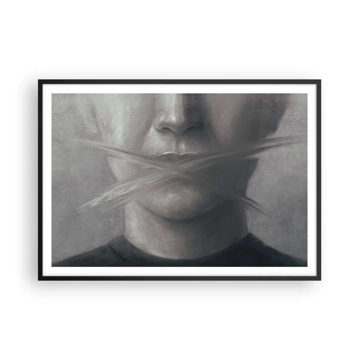 Affisch i svart ram - Inte ett ord - 100x70 cm