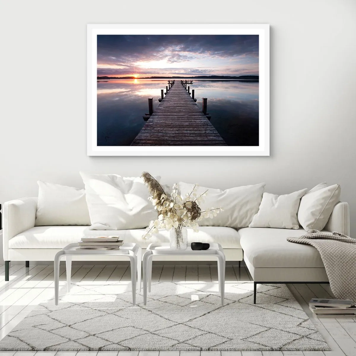 Affisch i vit ram - Den tysta gränsen mellan dag och natt - 40x30 cm