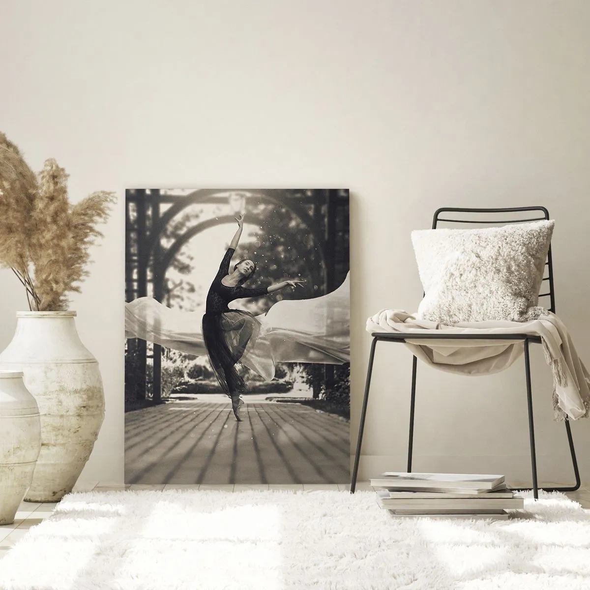 Glastavla - Bild på glas - Trädgårdsandens dans - 80x120 cm